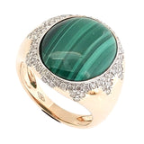 Malachite and Diamond Signet Ring