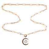 Moon Star Diamond Black Enamel Necklace on Chain