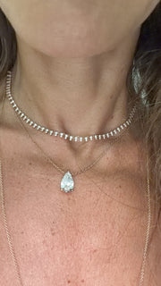 3 Carat LAB Diamond Pear Necklace