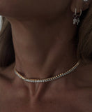 Hexagon Bead Gold Necklace with diamonds