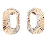 Oval Gold Lasered Earrings with Diamonds