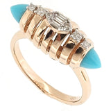 Turquoise Bun Ring with Diamonds