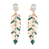 Single Modern Leaf Earring with Malachite and Diamonds