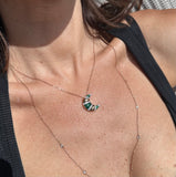 Green and Diamond Moon Necklace on Chain