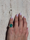 Malachite and Diamond Signet Ring