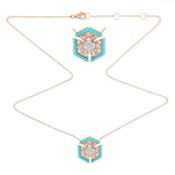 Hexagon Turquoise Necklace with Diamonds