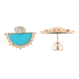 Half Moon Turquoise Diamond Earring