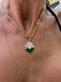 Green Flower Diamond Chain Necklace