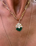 Green Flower Diamond Chain Necklace