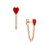 SINGLE HEART ENAMEL EARRING WITH DIAMONDS