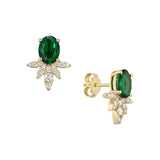 SINGLE EMERALD FLOWER EARRING