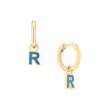 SINGLE HOOP WITH ENAMEL LETTER EARRING