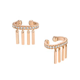 SINGLE DIAMOND CUFF EARRING WITH GOLD DANGLES