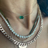 EMERALD CUT LAB EMERALD NECKLACE