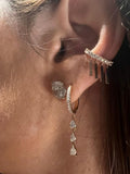 SINGLE DIAMOND CUFF EARRING WITH GOLD DANGLES